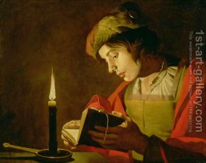 Young-Man-Reading-By-Candle-Light
